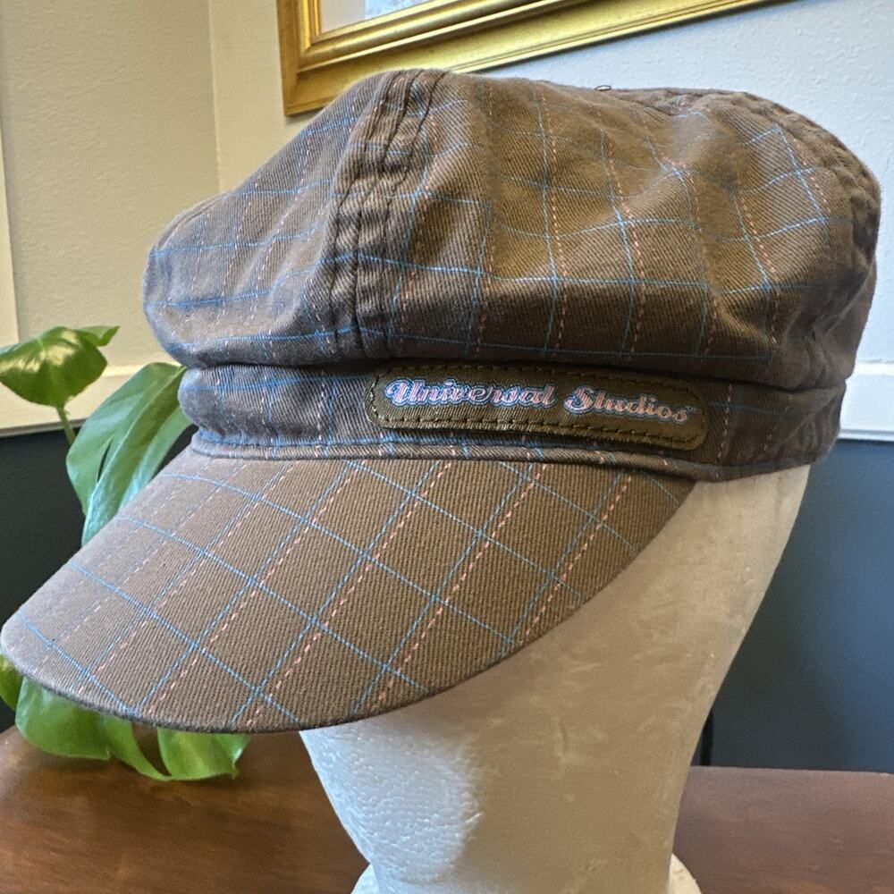 Universal Studios Brown Beret Newsboy Flat Cap Hat Adult Pink Blue Adjustable